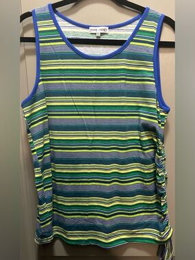 Thyme & Honey Size L Striped Ruched Tank Top